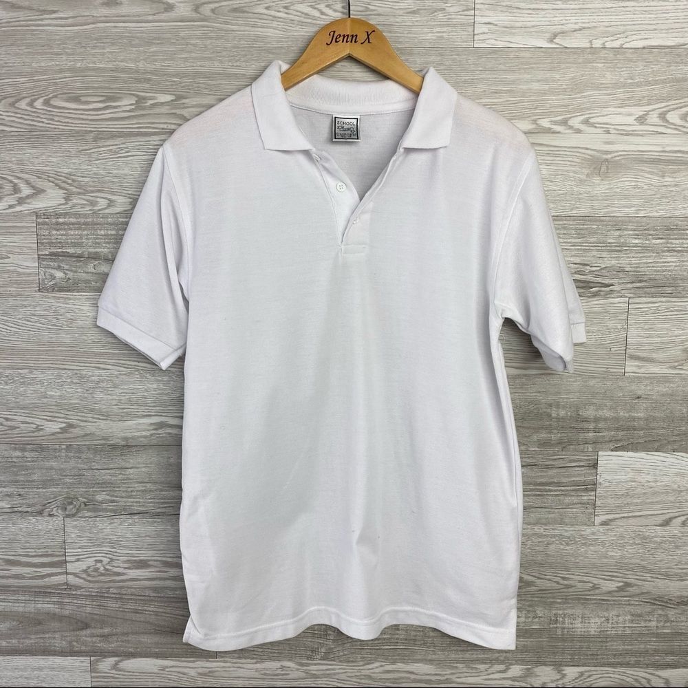 School Uniform White Polo Short Sleeve Shirt